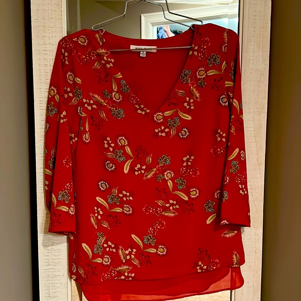 Flowing red blouse, size extra small